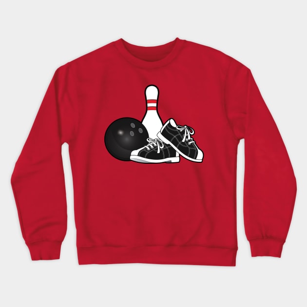 Bowling Shoes, Ball & Pin Crewneck Sweatshirt by PenguinCornerStore